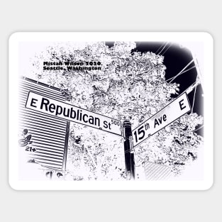 Republican Street &amp; 15th Avenue, COOKIES N CREME, Seattle, Washington by Mistah Wilson Sticker
